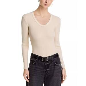 NEW PERFECTWHITETEE robyn luxe rib long sleeve top in sugar